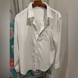 Elegant White Men's Button Down Shirt